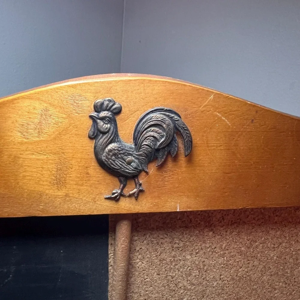 Wood Rooster Chalkboard Cork Board Message Center Farmhouse Kitchen Wall Decor